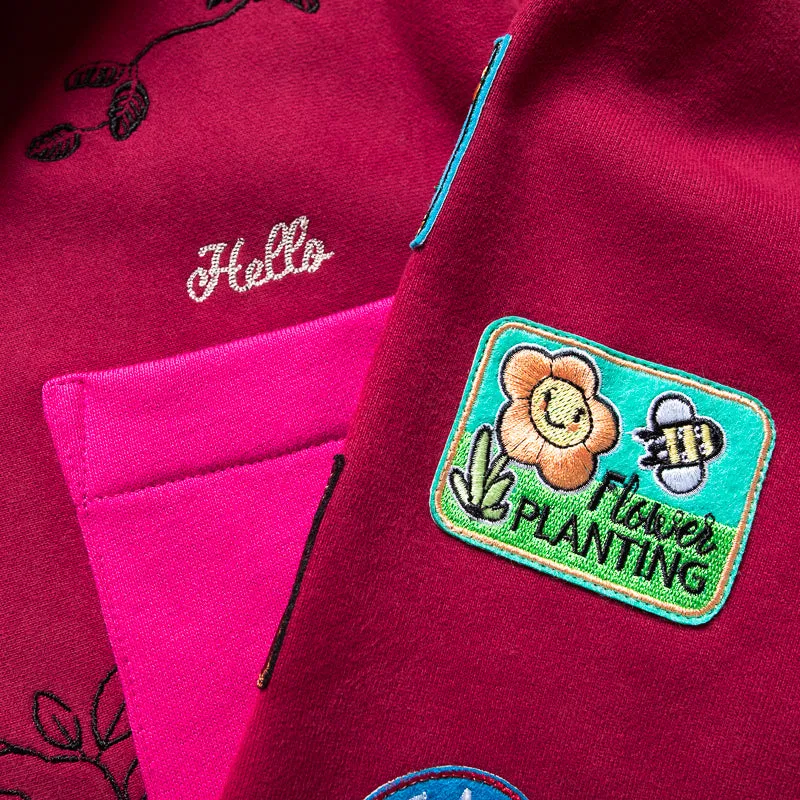Advisory Board Crystals Rose Patch Gardener Hooded Sweatshirt - Wine