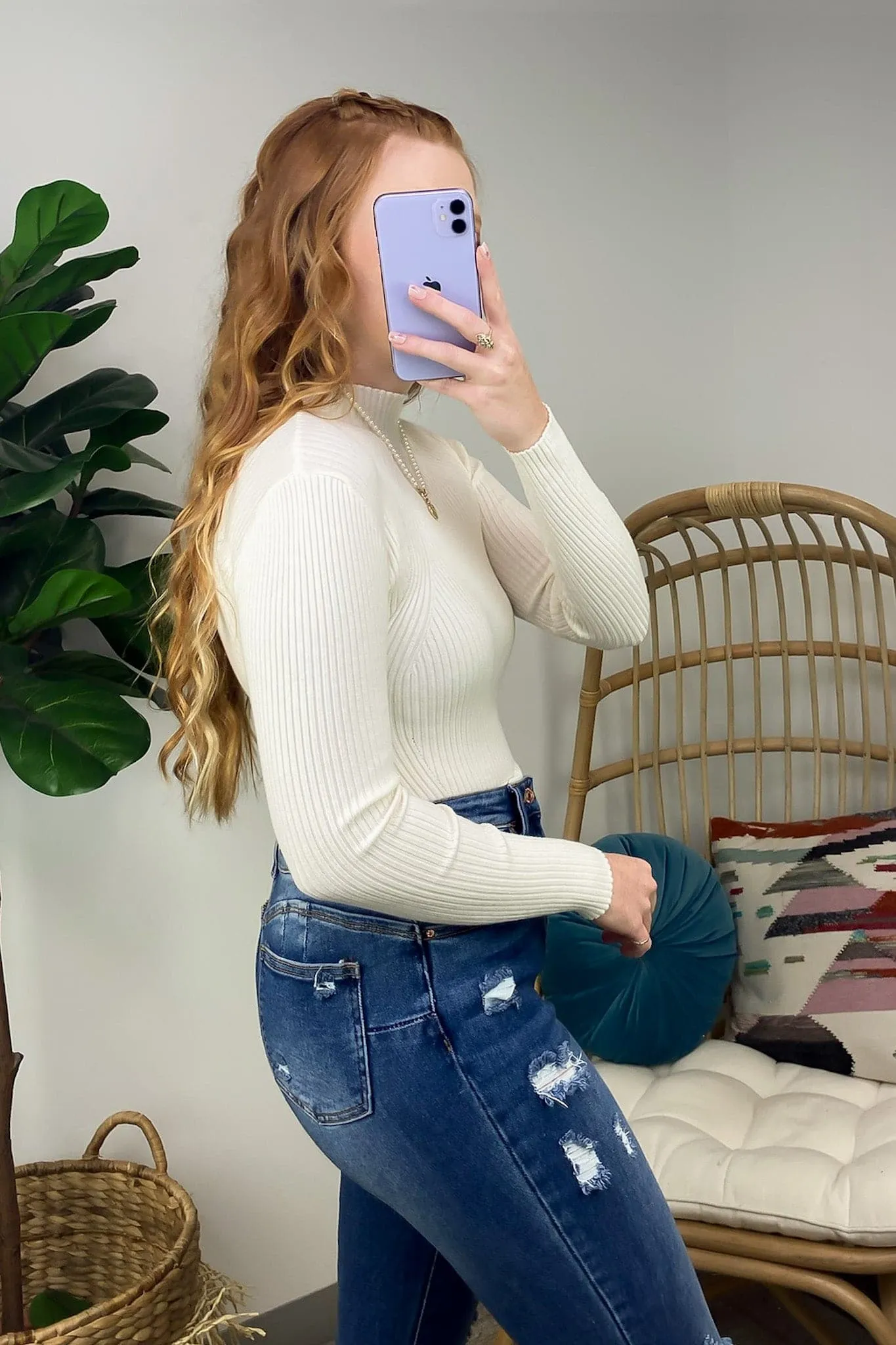 Almeidah Mock Neck Ribbed Knit Sweater - FINAL SALE
