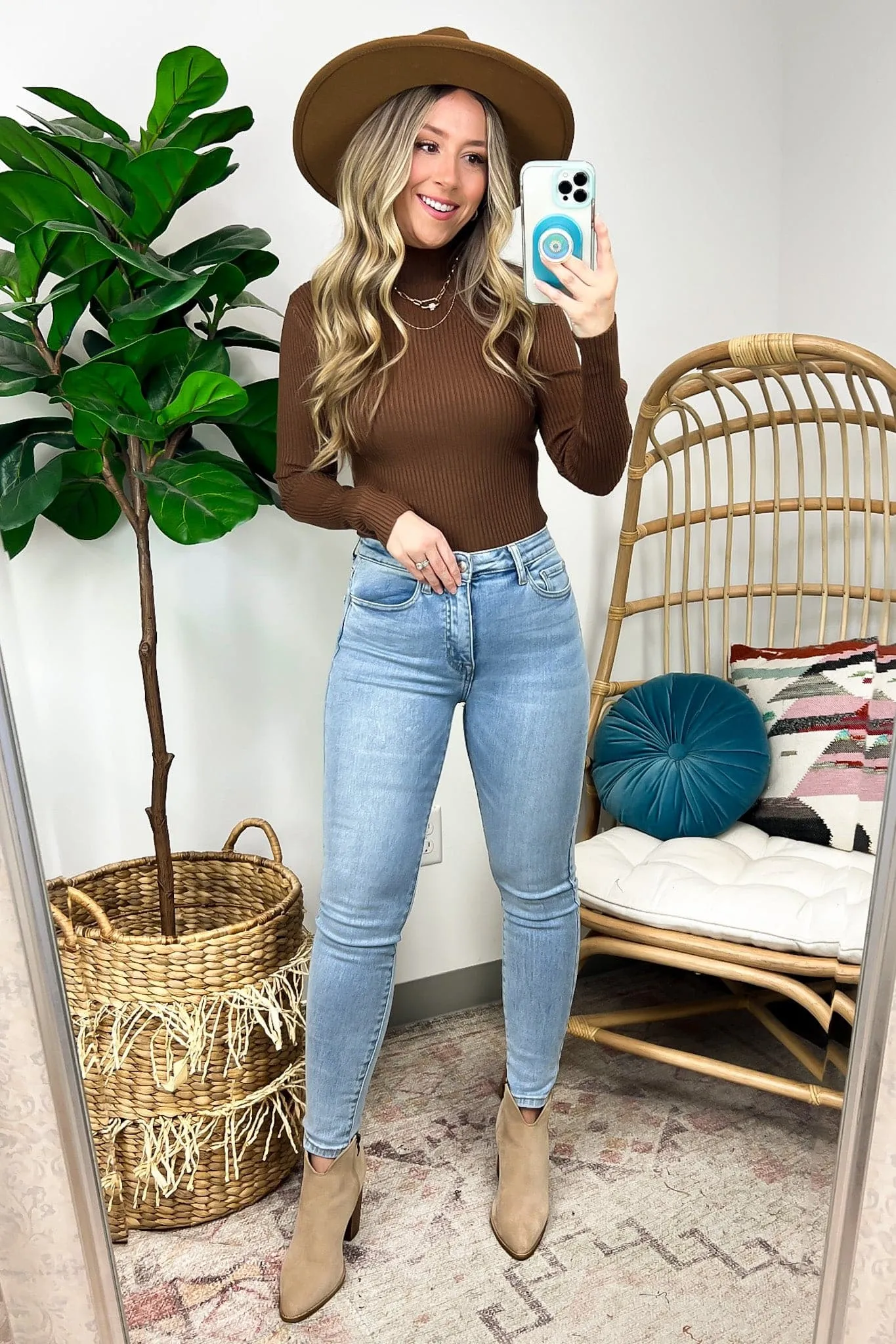 Almeidah Mock Neck Ribbed Knit Sweater - FINAL SALE