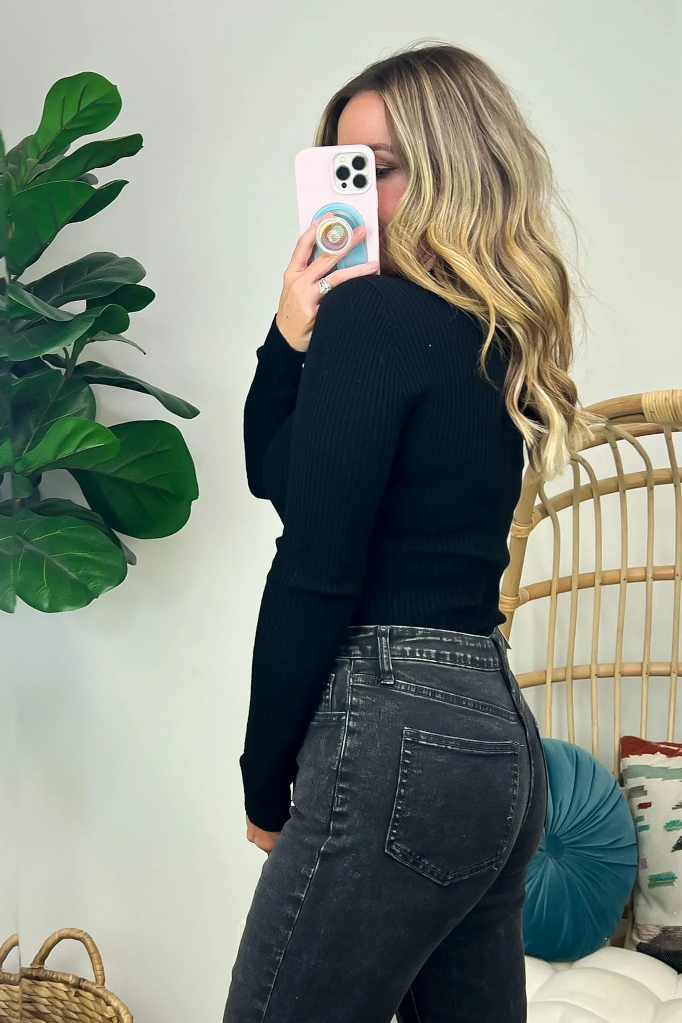 Almeidah Mock Neck Ribbed Knit Sweater - FINAL SALE