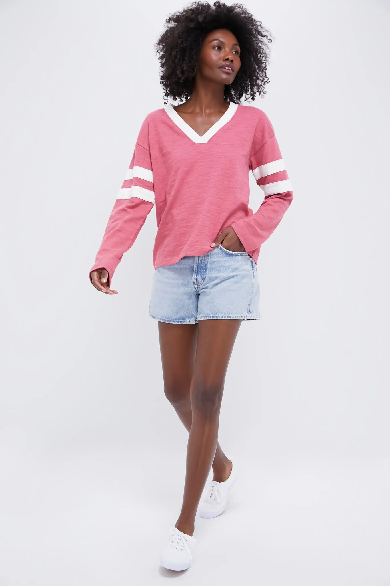 Baroque Rose Sunwashed Slub V-Neck