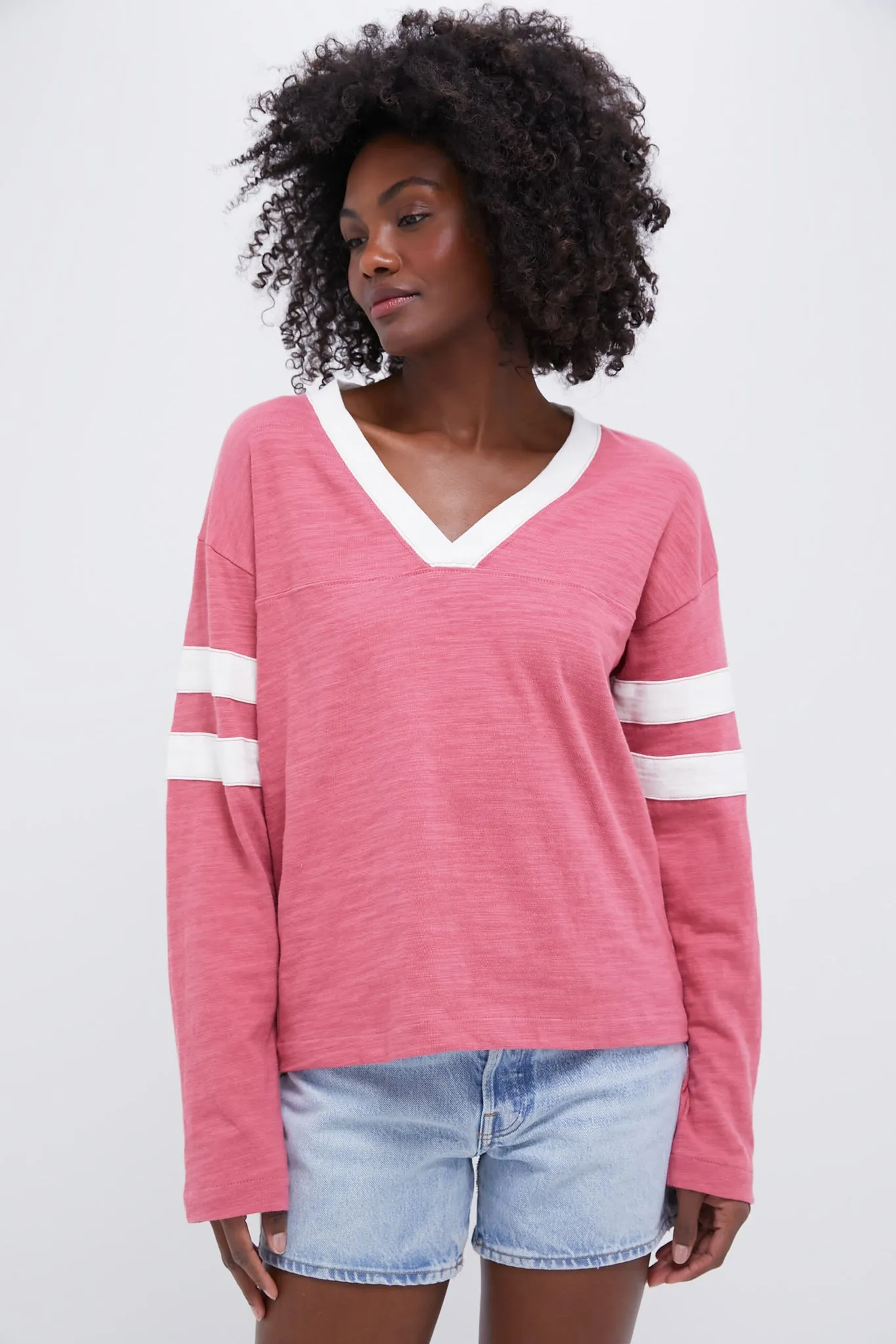 Baroque Rose Sunwashed Slub V-Neck
