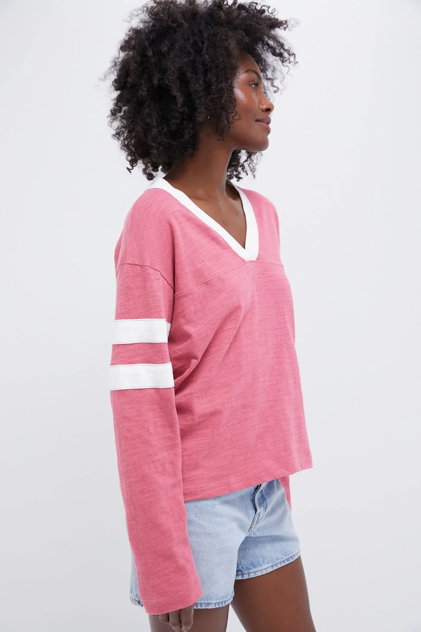 Baroque Rose Sunwashed Slub V-Neck