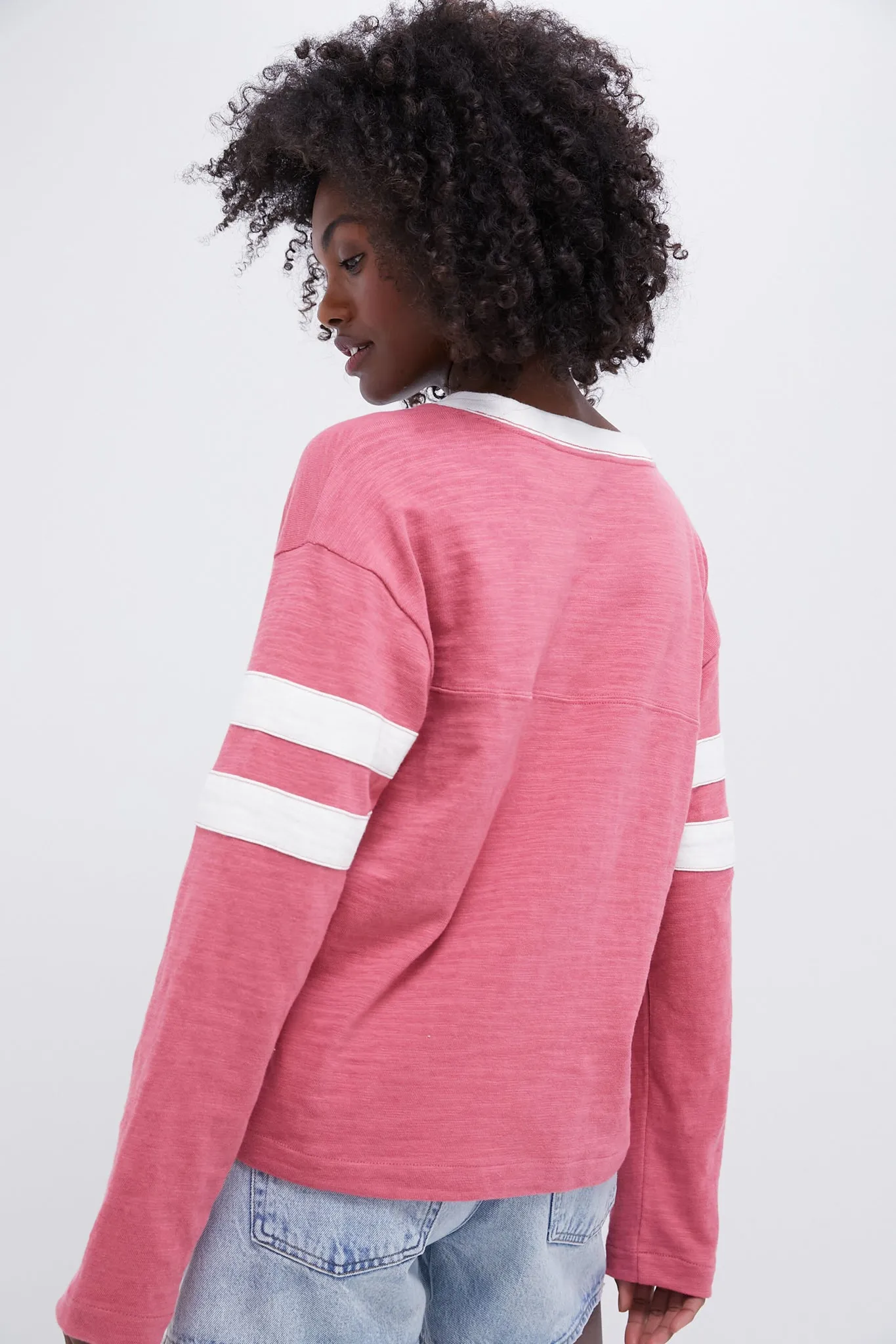 Baroque Rose Sunwashed Slub V-Neck