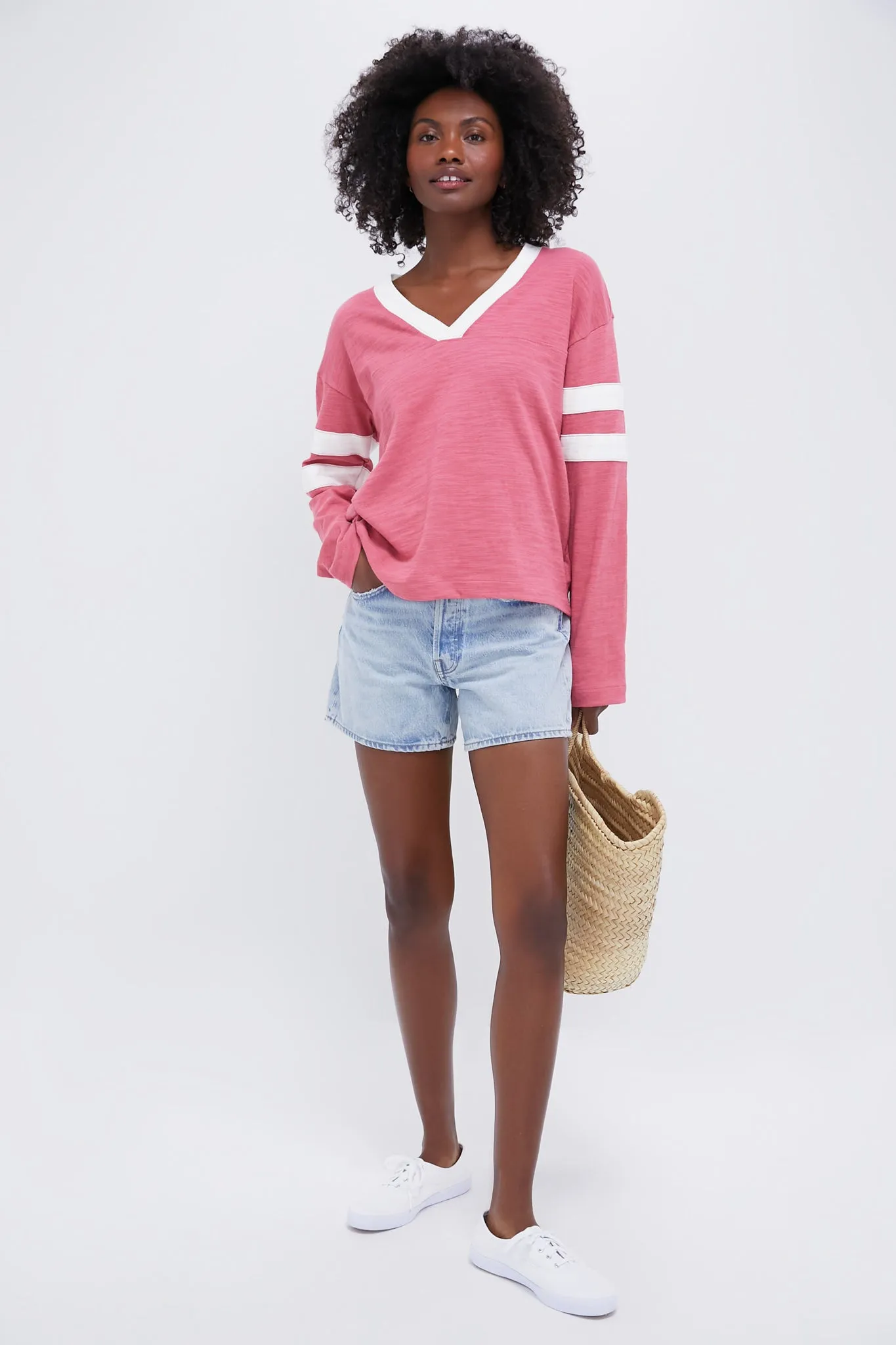 Baroque Rose Sunwashed Slub V-Neck