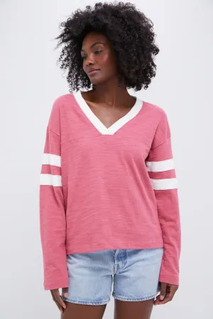Baroque Rose Sunwashed Slub V-Neck