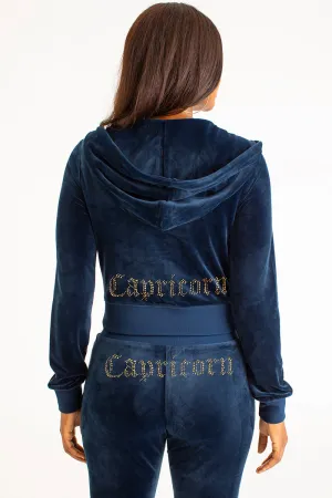 Capricorn Customizable Big Bling Velour Hoodie Juicy Couture