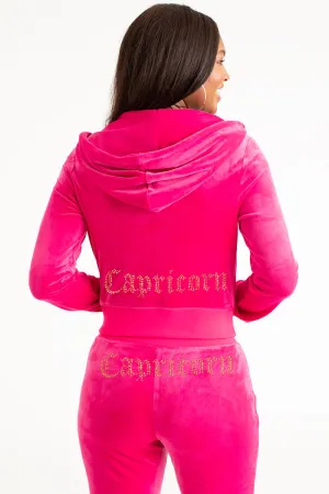Capricorn Customizable Big Bling Velour Hoodie Juicy Couture
