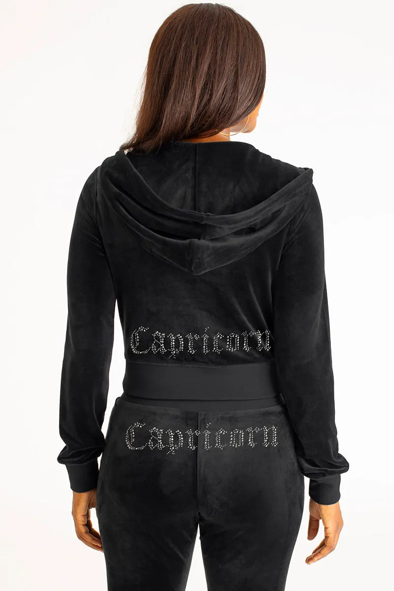 Capricorn Customizable Big Bling Velour Hoodie Juicy Couture