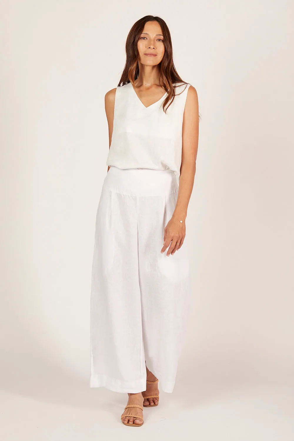 Ember Linen Cami in White Adrift