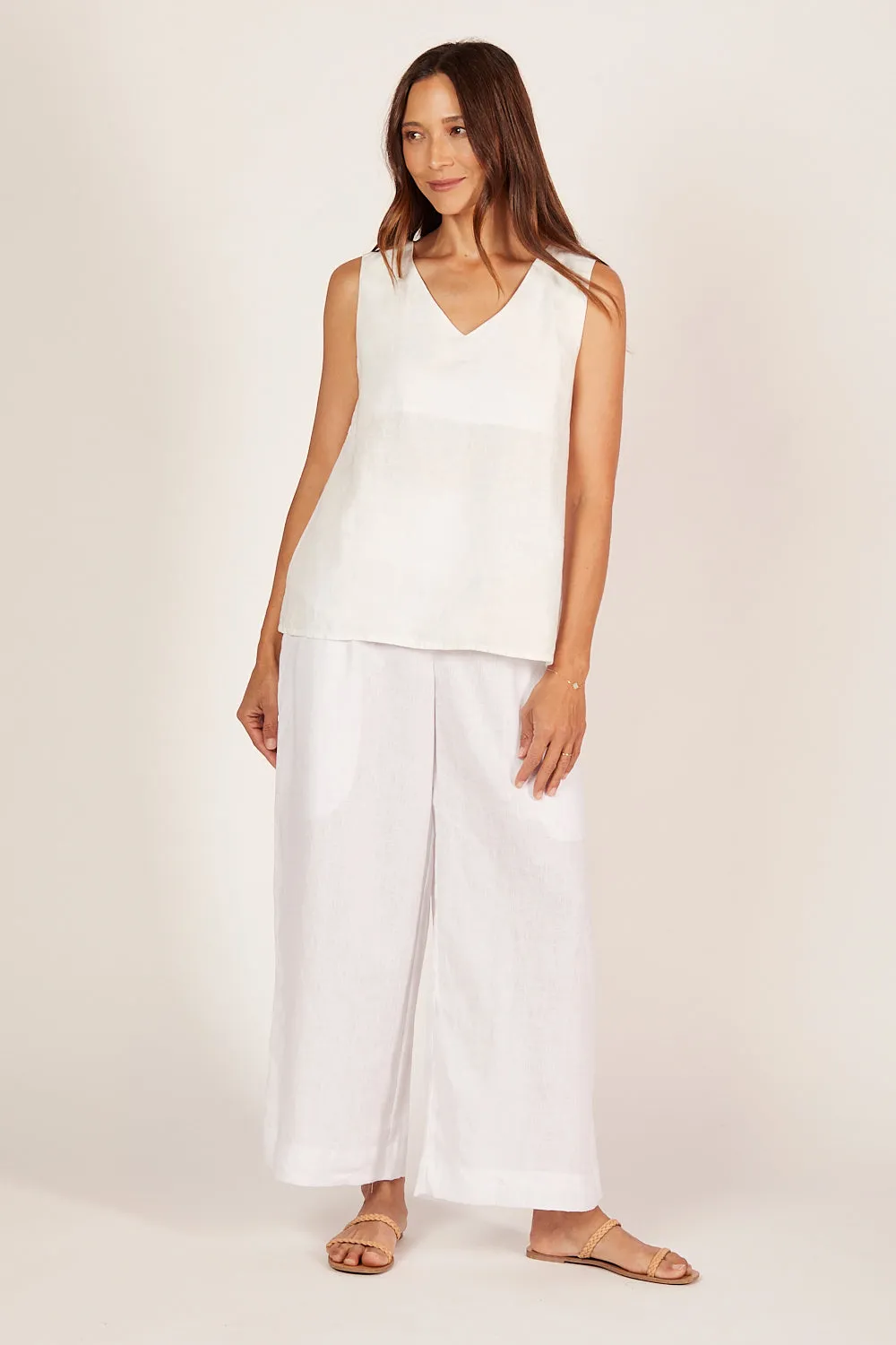 Ember Linen Cami in White Adrift