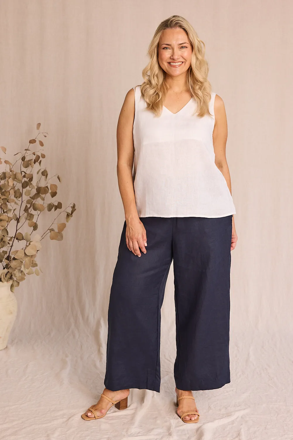 Ember Linen Cami in White Adrift