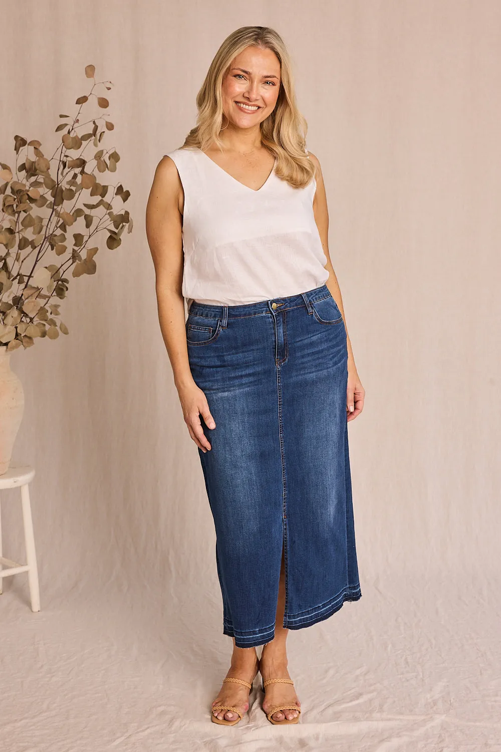 Ember Linen Cami in White Adrift