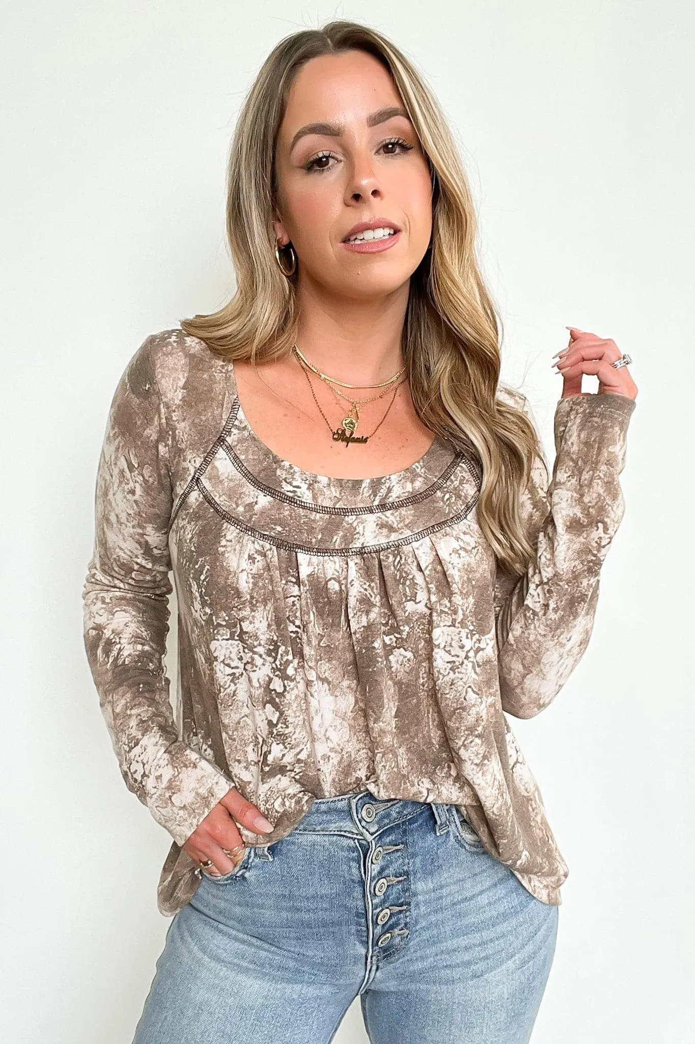 Evandyr Cloudwash Square Neck Flowy Top - FINAL SALE