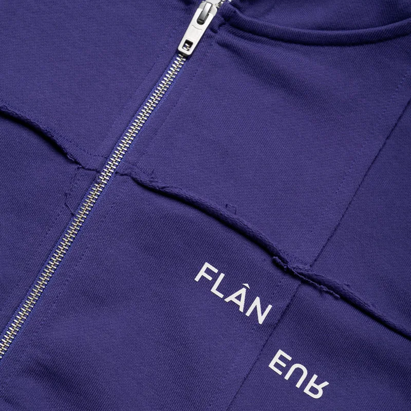 Flaneur Cut & Sew Zip Up Hoodie - Purple