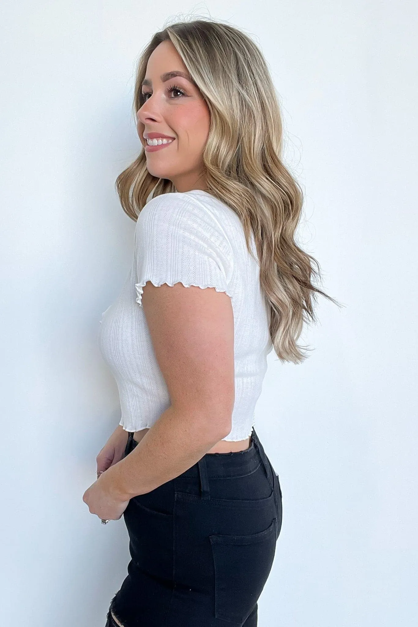 Frills Forever Ruffle Trim Button Top - FINAL SALE