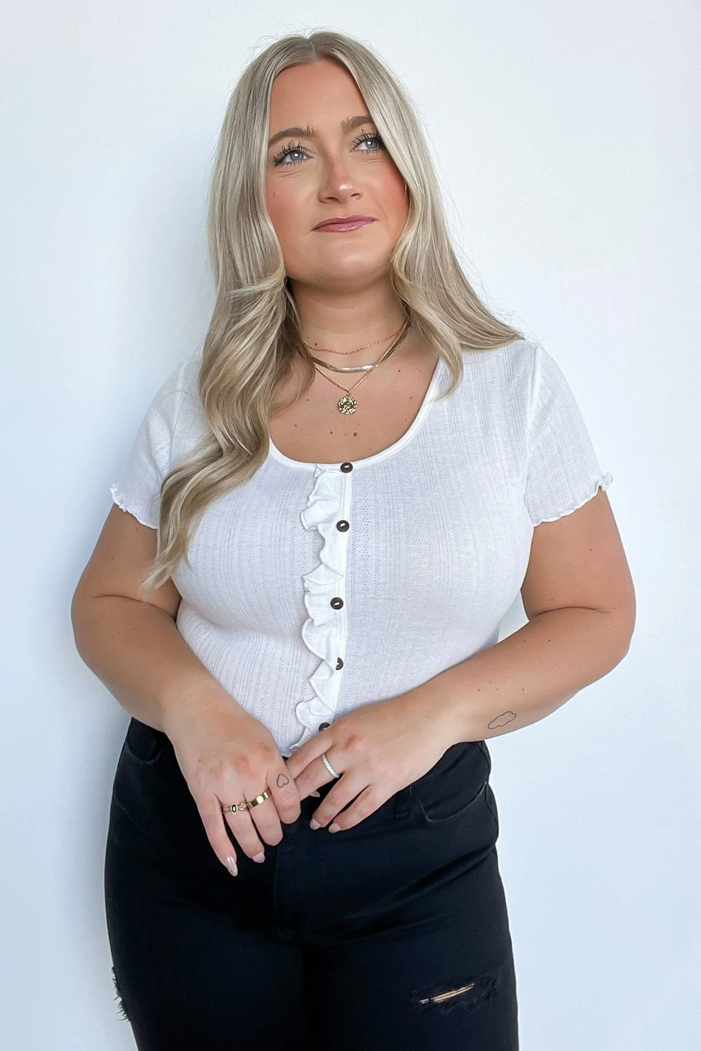 Frills Forever Ruffle Trim Button Top - FINAL SALE