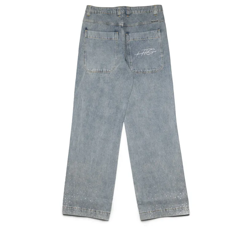 Honor The Gift Rhinestone Wide Leg Pant - Indigo