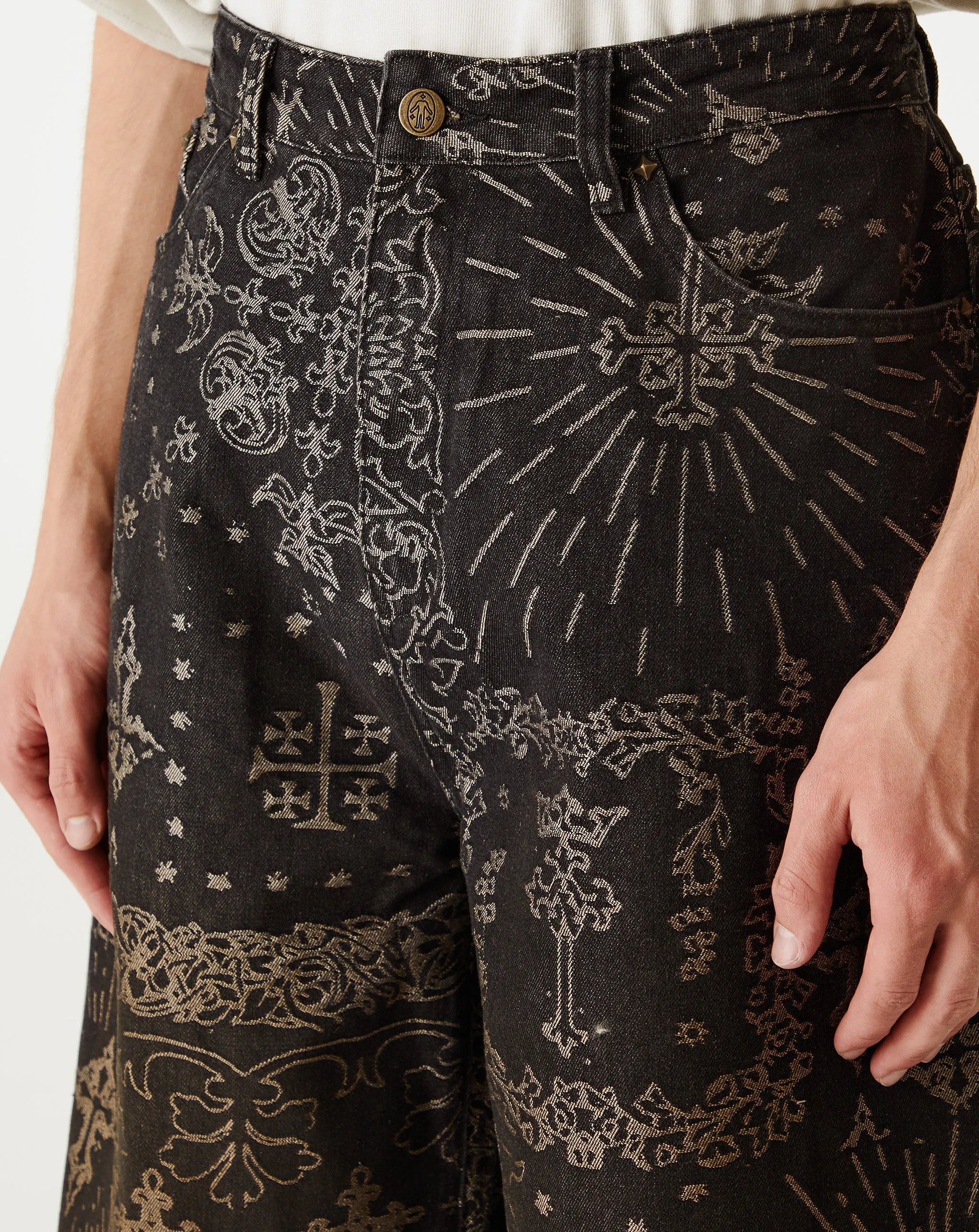 Jacquard Denim Pants