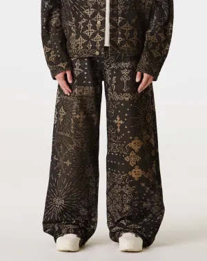 Jacquard Denim Pants