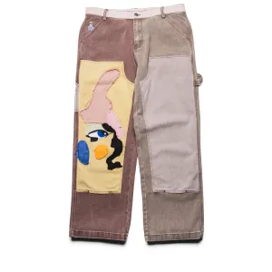 KidSuper Patchwork Face Double Knee Pant - Brown/Multi