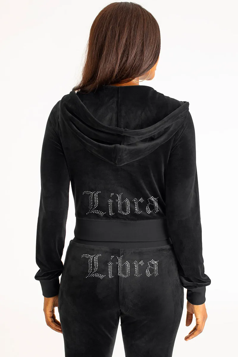 Libra Customizable Big Bling Velour Hoodie Juicy Couture