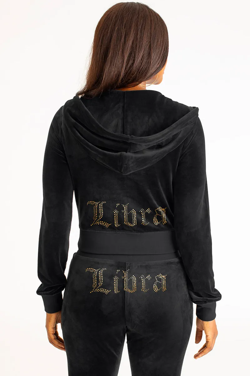 Libra Customizable Big Bling Velour Hoodie Juicy Couture