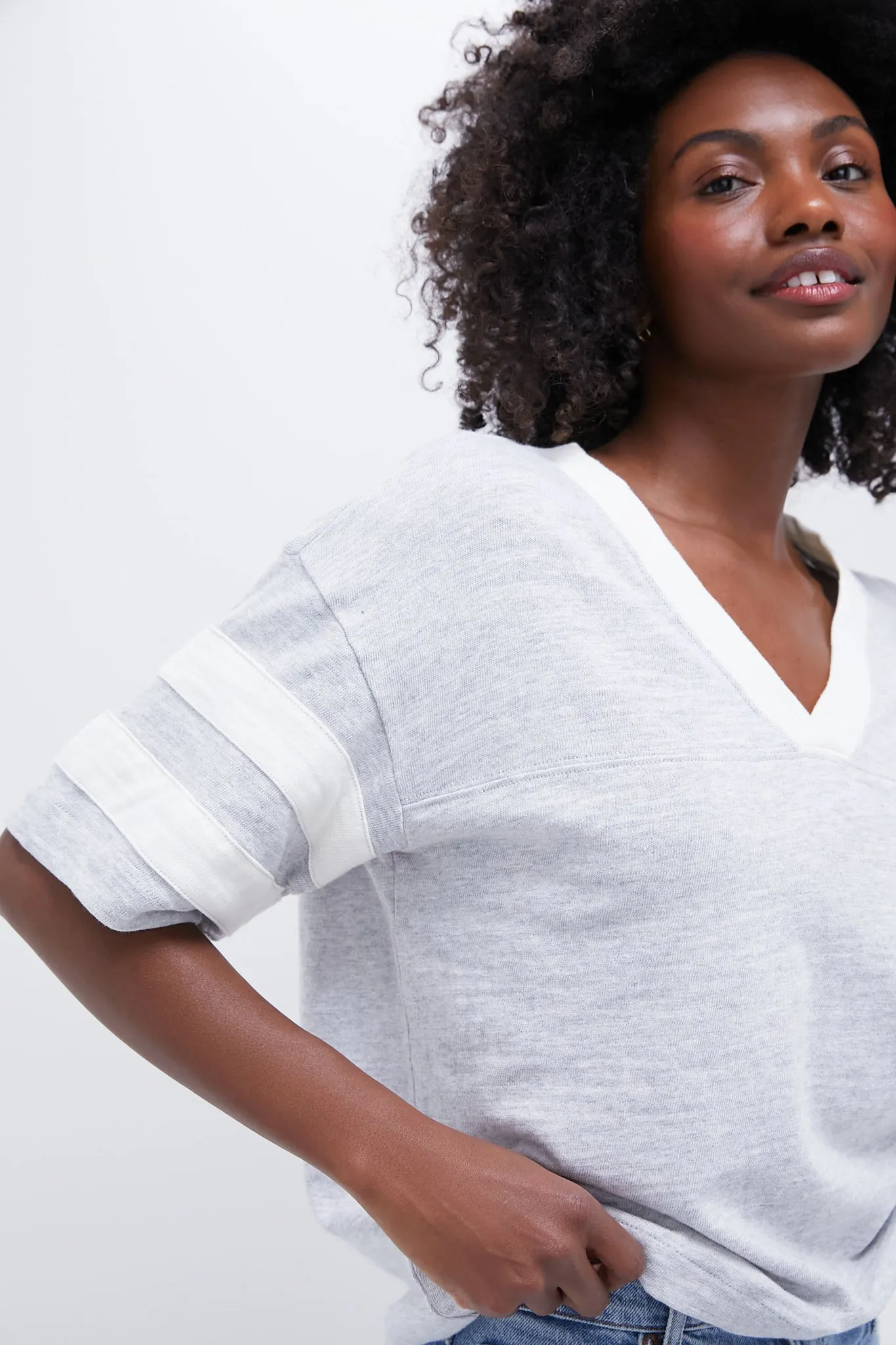 Light Grey Heather Sunwashed Slub Varsity Tee
