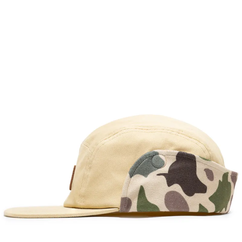 Malbon Golf Blind Ear Flap 5 Panel Hat - Sand