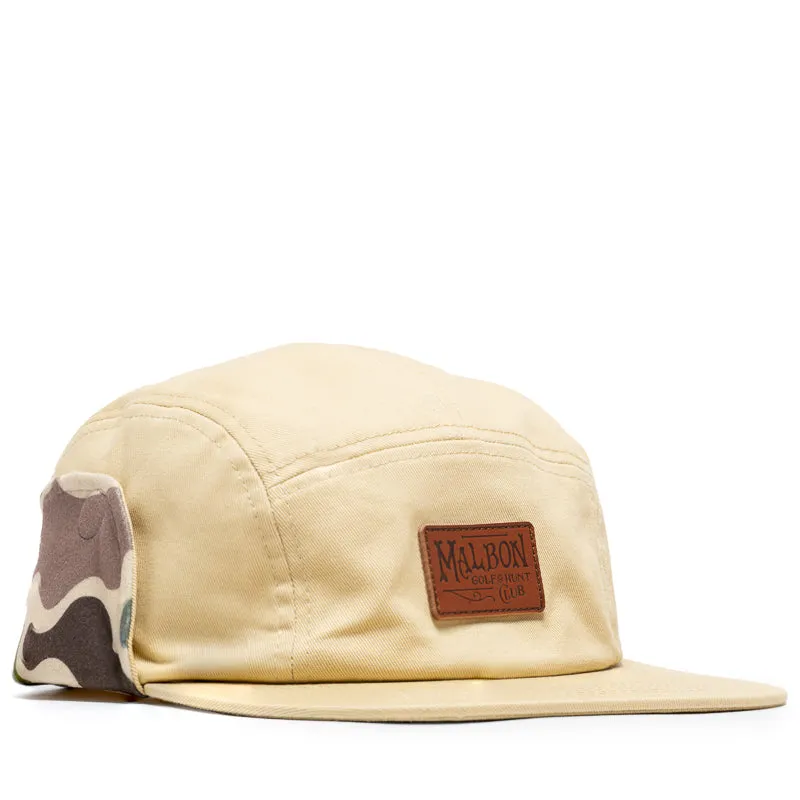 Malbon Golf Blind Ear Flap 5 Panel Hat - Sand