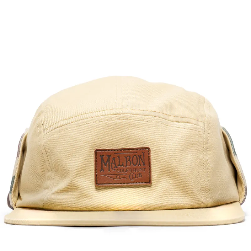 Malbon Golf Blind Ear Flap 5 Panel Hat - Sand