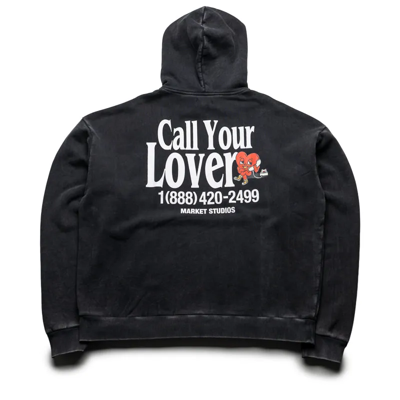 Market Call Your Lover Hoodie - Washed Black