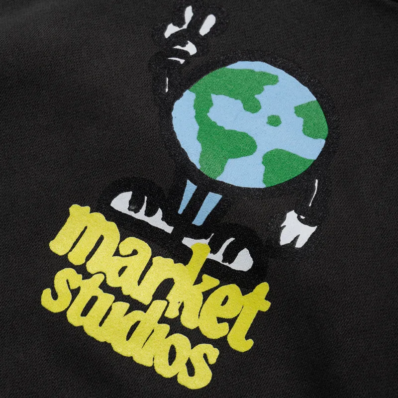 Market World Peace Hoodie - Washed Black