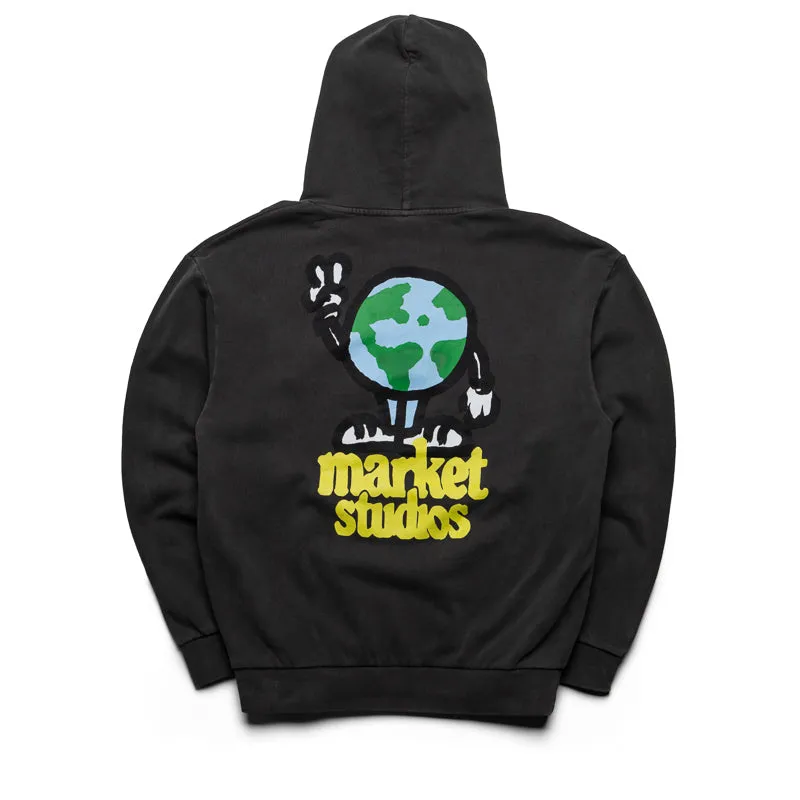 Market World Peace Hoodie - Washed Black