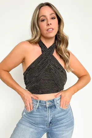 Midnight Moves Lurex Halter Tank Top - FINAL SALE
