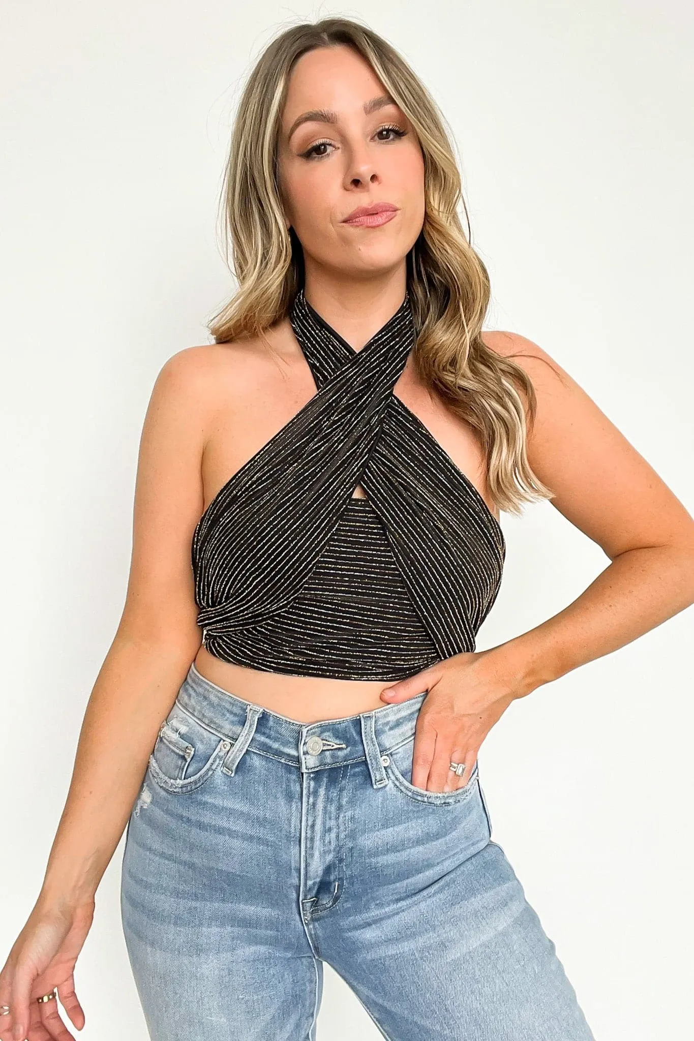 Midnight Moves Lurex Halter Tank Top - FINAL SALE