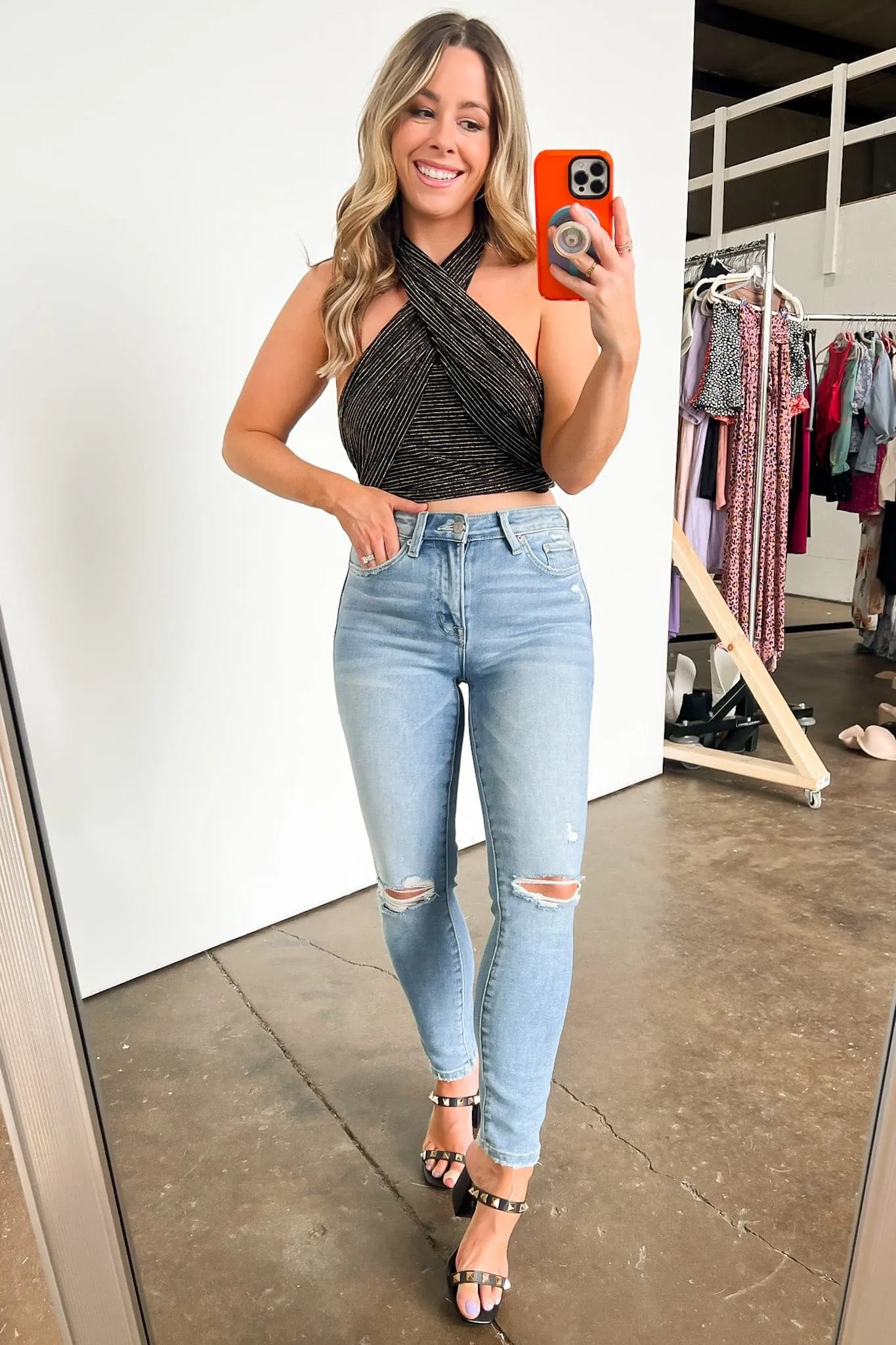 Midnight Moves Lurex Halter Tank Top - FINAL SALE