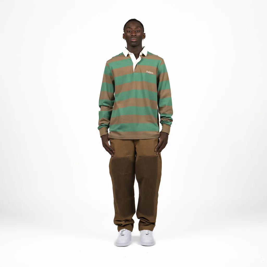 Politics Rugby Shirt - Green/Brown