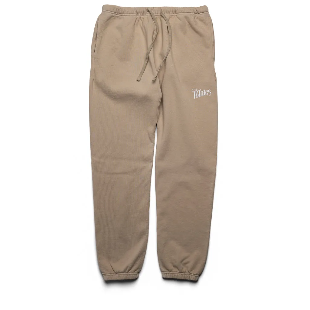 Politics Script Sweatpants - Teak