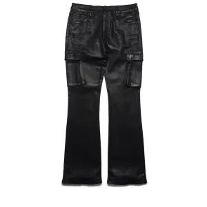 Purple Brand Low Rise Flared Leg Coated Cargo Flare Jean - Black