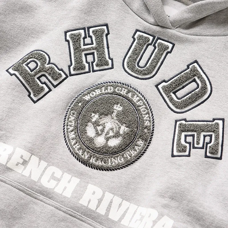 Rhude French Riviera Patch Hoodie - Heather Gray