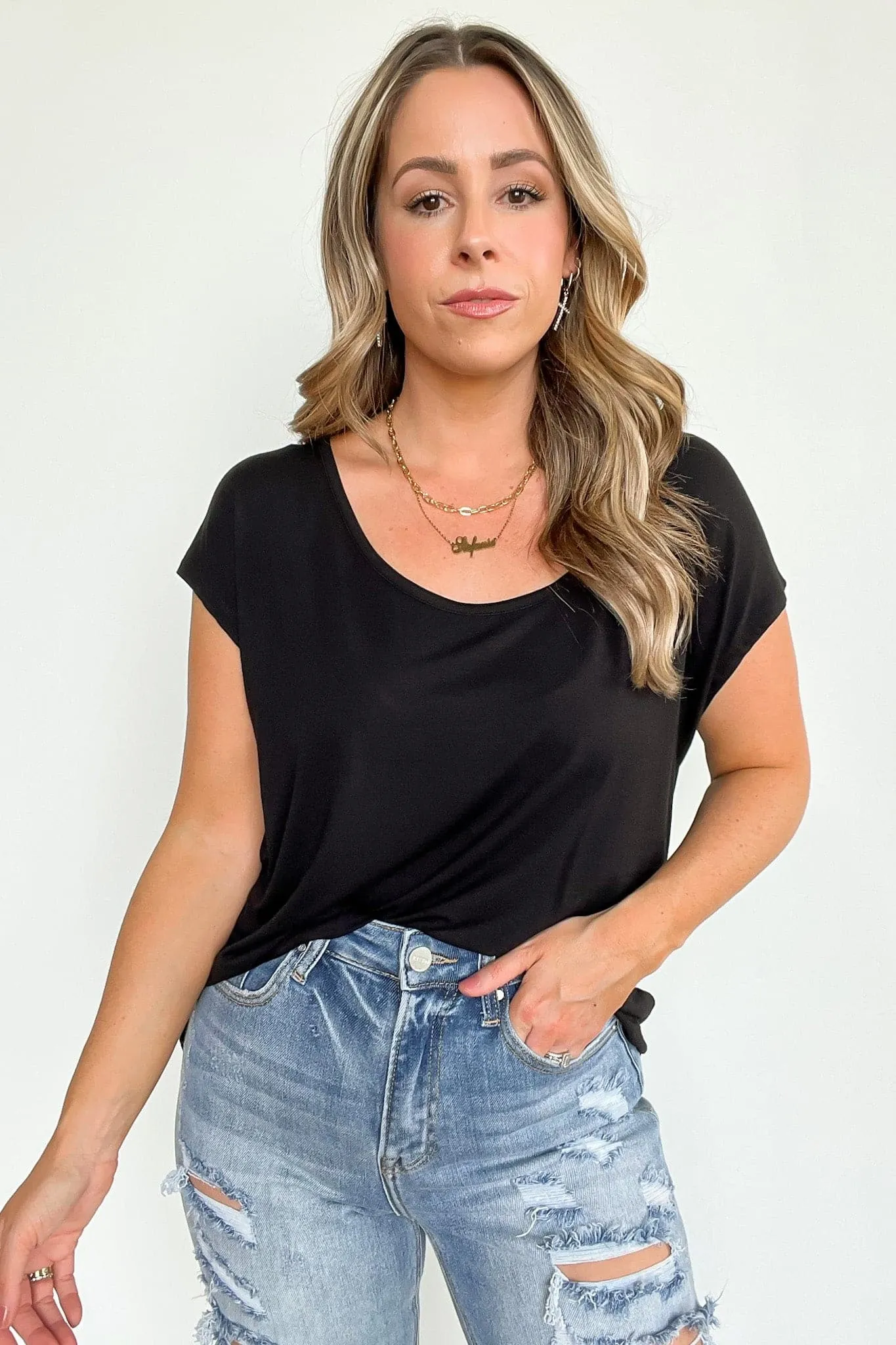 Rosha Scoop Neck Short Sleeve Top - FINAL SALE