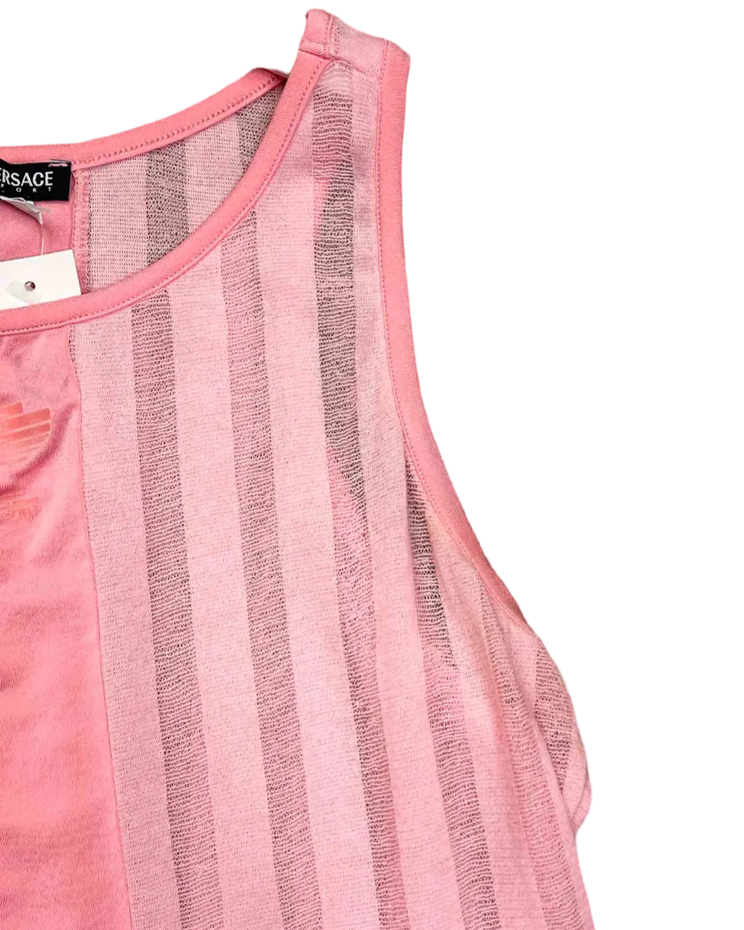 Size L | Versace Sport Striped Mesh Tank