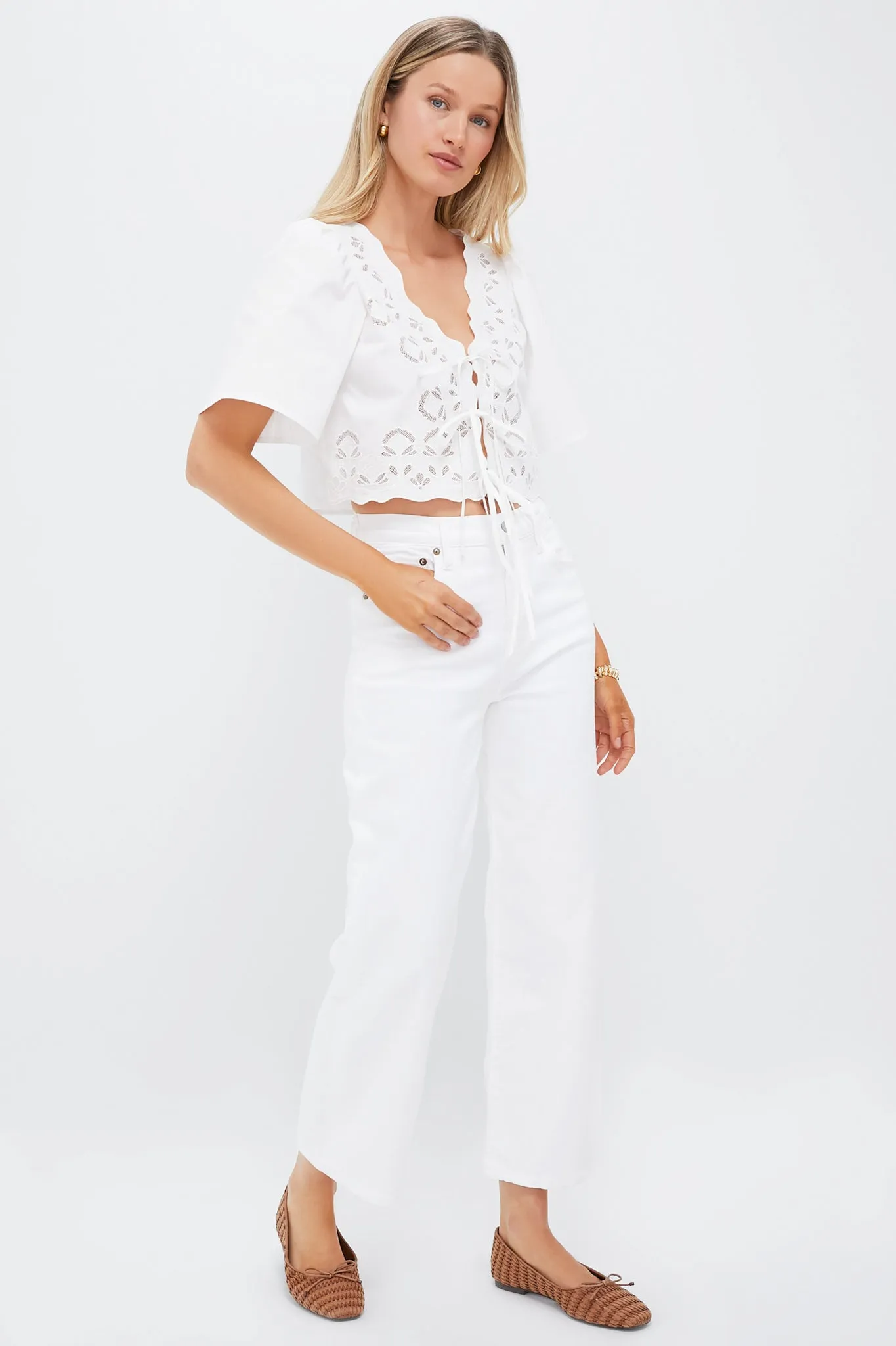 White Eyelet Top