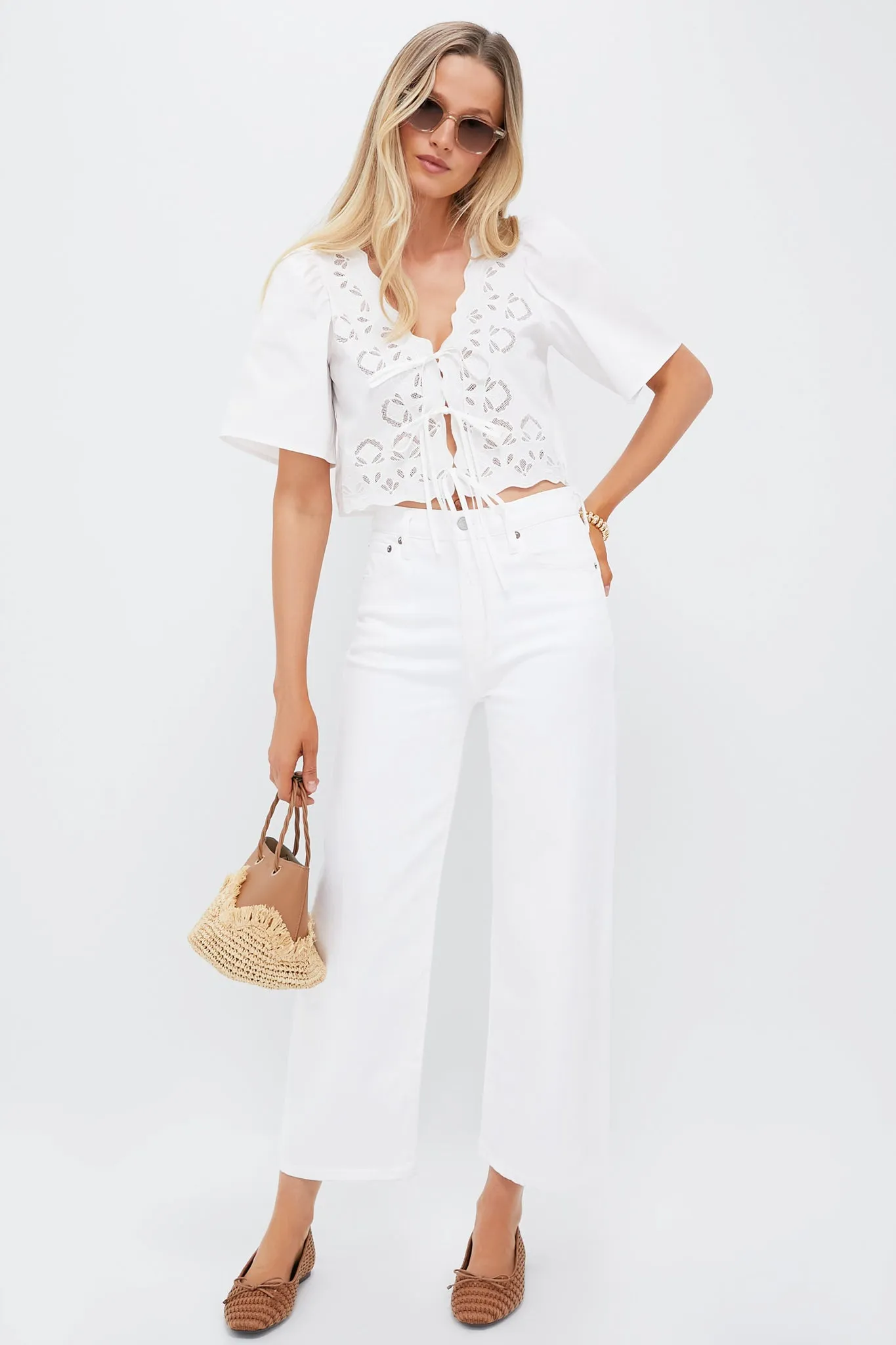 White Eyelet Top