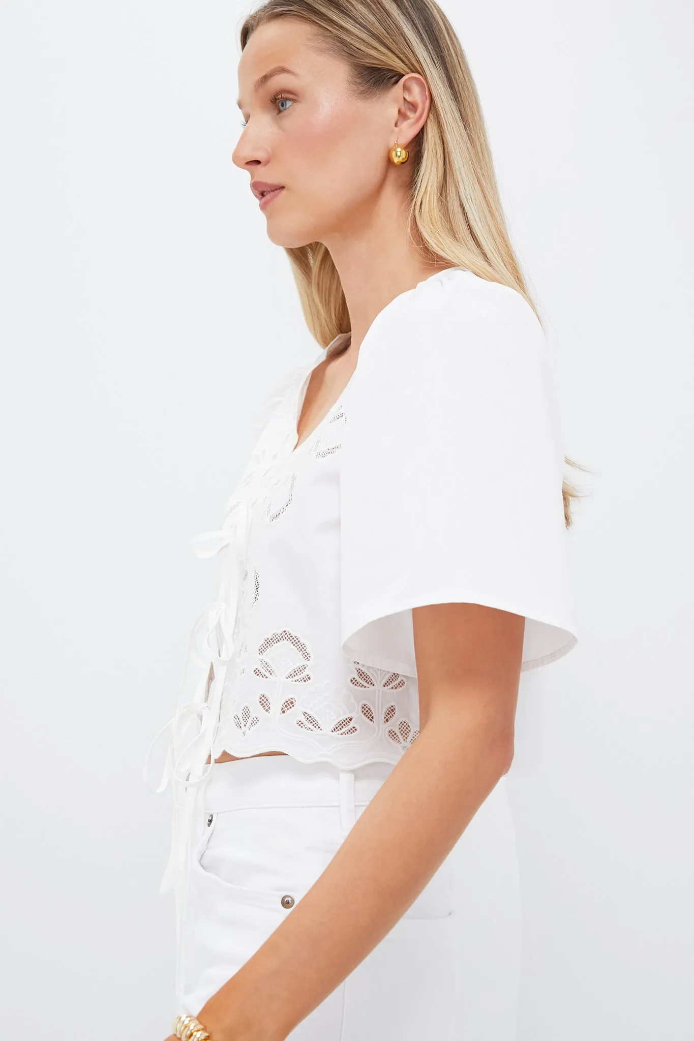 White Eyelet Top