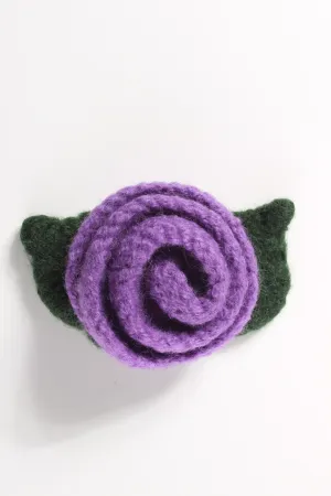 WOOL corsage rose brooch - Purple!
