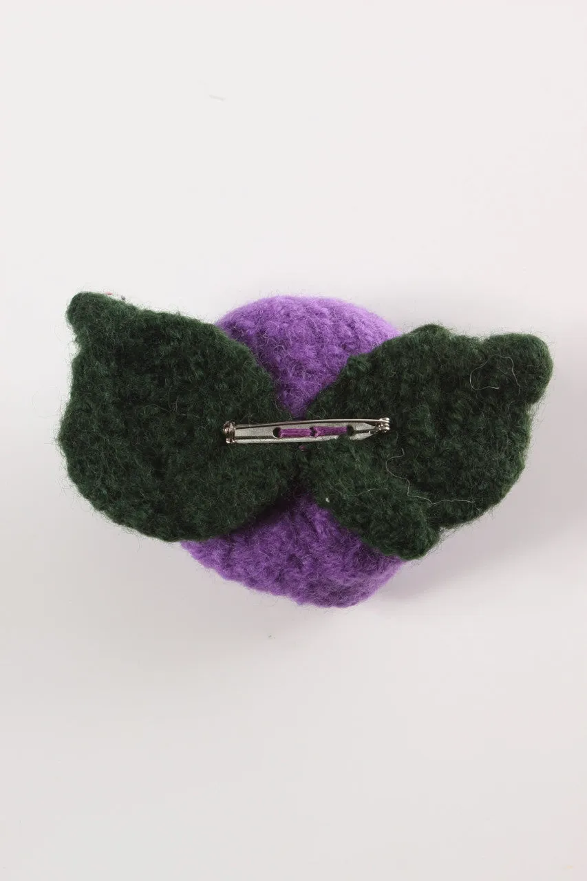 WOOL corsage rose brooch - Purple!